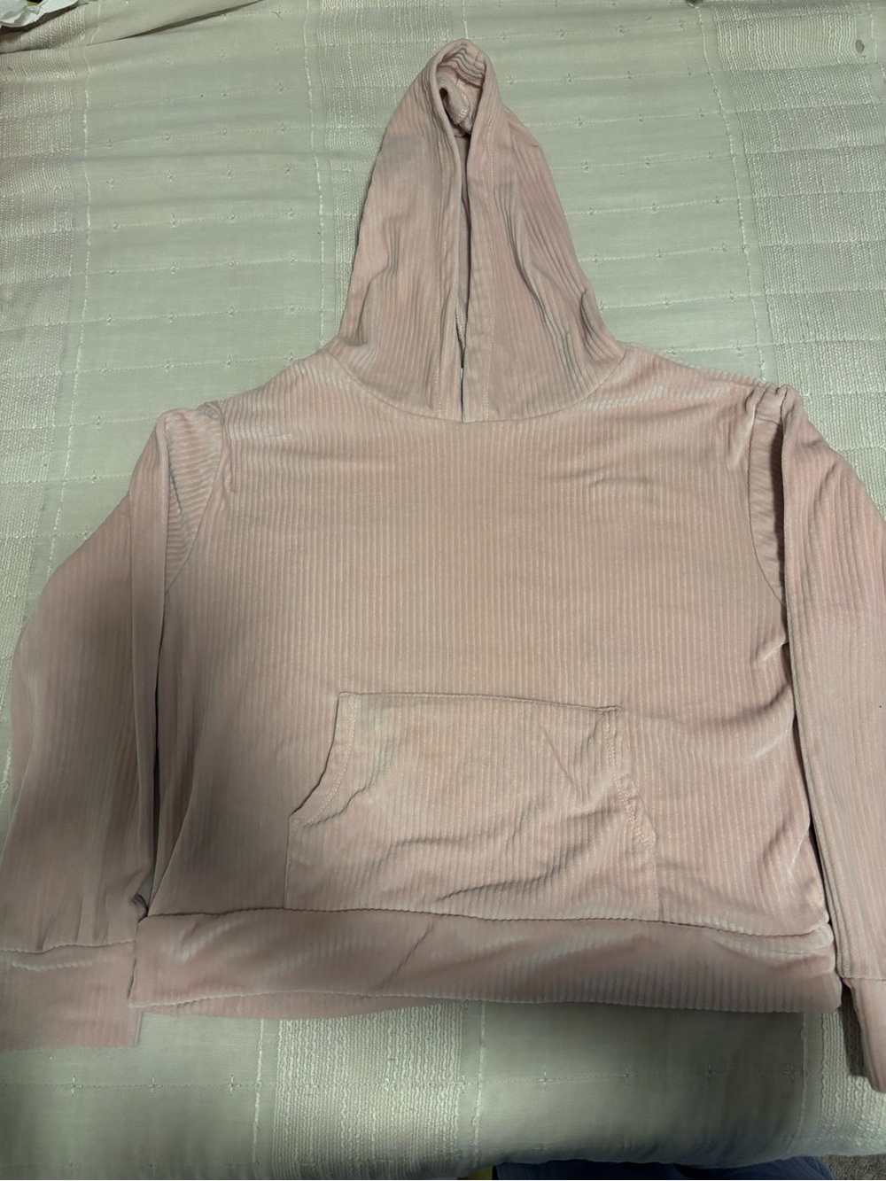 btween Ribbed Hoodie Pullover - Light Pink
